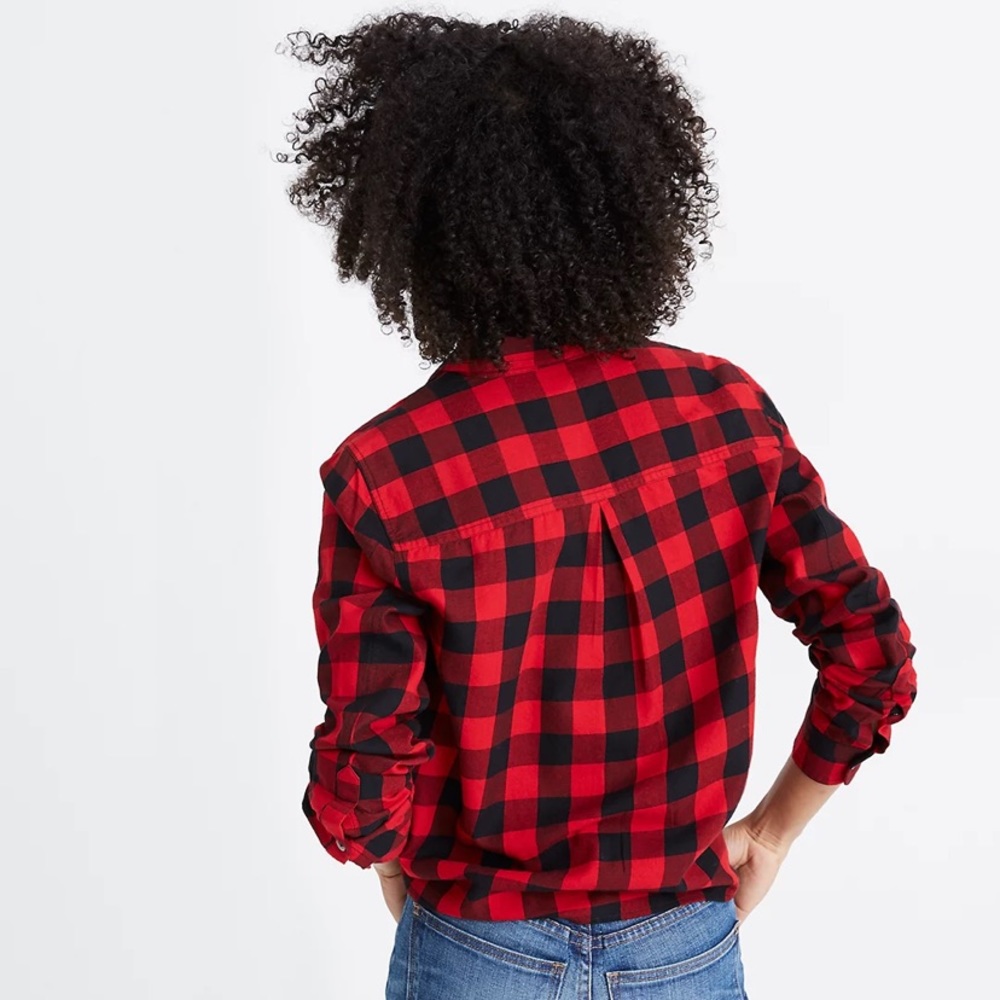 Madewell Flannel Tie-Front Shirt in Buffalo Check Size XS - Picture 5 of 7
